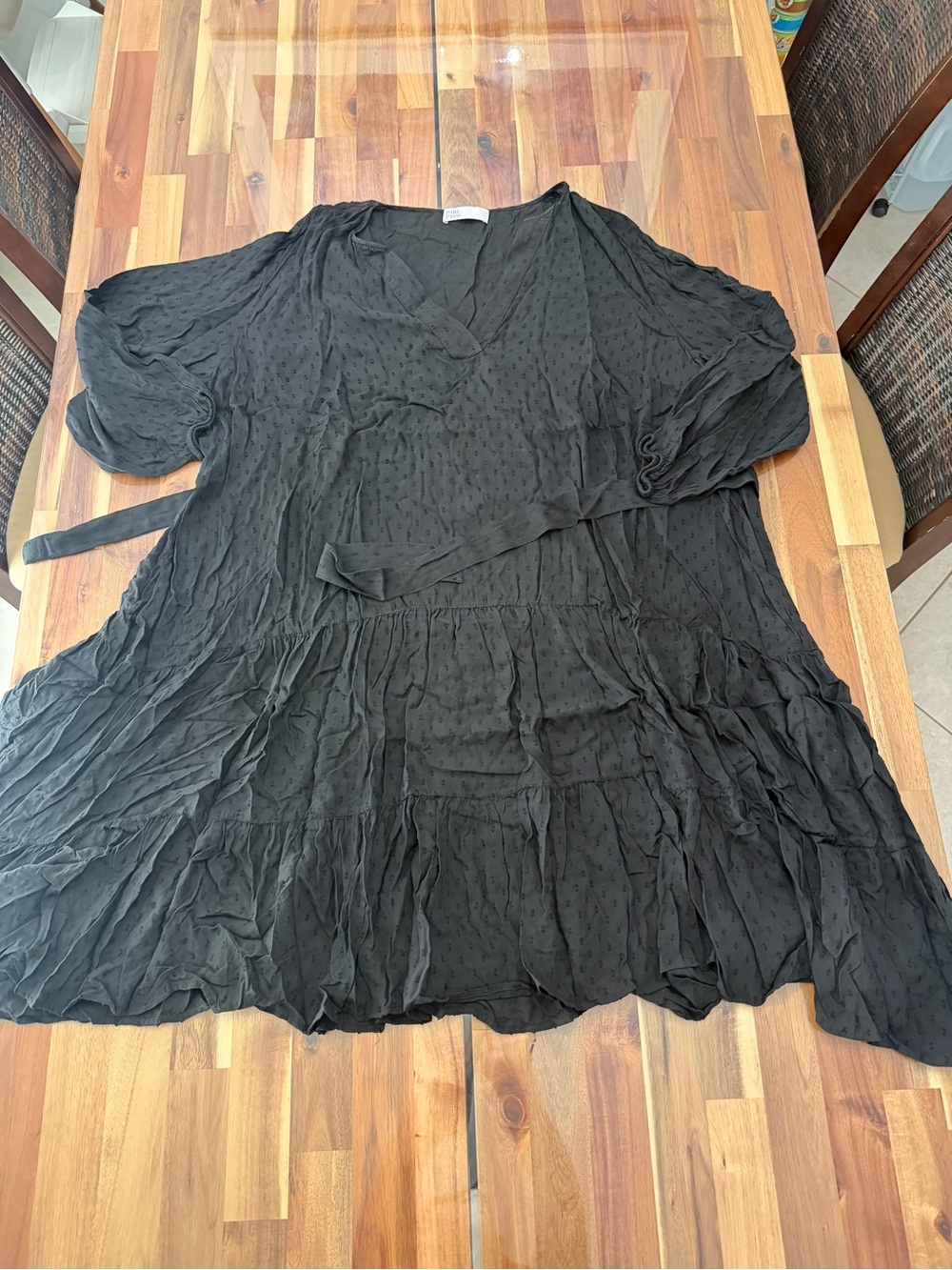 NWT Pari Passu Tiered Doby Black Midi Dress Plus Size 5 / US 20